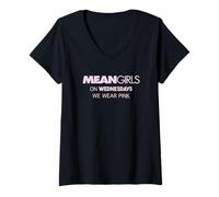 Femme Mean Girls Pastel Le Mercredi, Nous Portons Un Logo D'en-tête Rose T-Shirt avec Col en V