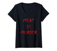 Femme Meat is Murder T-Shirt Pro Vegan Animals T-Shirt avec Col en V