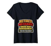 Femme Mécanicien à la Retraite sous Une Nouvelle Direction Demandez à la Retraite de Votre épouse T-Shirt avec Col en V
