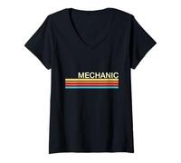 Femme Mécanicien - Coloré T-Shirt avec Col en V