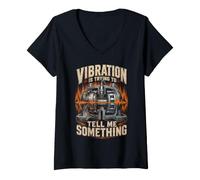 Femme Mécanicien monteur Vibration is Trying to Tell Me Something T-Shirt avec Col en V