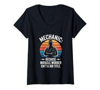 Femme Mécanicien, Parce Que Miracle Worker n'est Pas Un Titre de Poste T-Shirt avec Col en V