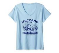 Femme Meccano Club Voiture Modèle Les Courses Equipe France Rétro T-Shirt avec Col en V
