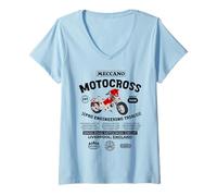Femme Meccano Motocross Moto Pro Trials Retro T-Shirt avec Col en V