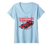 Femme Meccano Racing Modèle Voiture Paris France Rétro T-Shirt avec Col en V