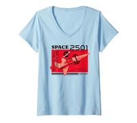 Femme Meccano Space 2501 Space Craft Rétro T-Shirt avec Col en V