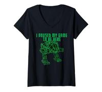 Femme Mech Shirt Mecha Bataille Robot Combat Walker Retro Gamer T-Shirt avec Col en V
