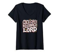 Femme Mechanical Keyboard Click Clack Feedback Lord T-Shirt avec Col en V