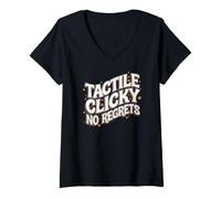 Femme Mechanical Keyboard Tactile Clicky No Regrets T-Shirt avec Col en V