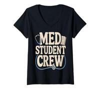 Femme Med Student Crew Matching Medical School T-Shirt avec Col en V