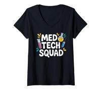 Femme Med Tech Squad Funny Laboratory Science T-Shirt avec Col en V