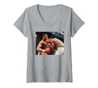 Femme Médaillé d'or Lourd Lennox Lewis V Al Malcolm T-Shirt avec Col en V