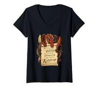 Femme Meddle Not in The Affairs of Dragons for You are Crunchy T-Shirt avec Col en V