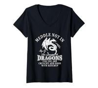 Femme Meddle Not in The Affairs of Dragons T-Shirt avec Col en V