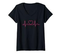 Femme Médecin du rythme cardiaque Infirmier médical T-Shirt avec Col en V
