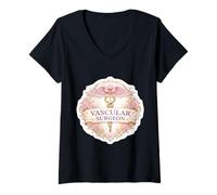 Femme Médecin Médical Chirurgien Vasculaire Caducée Chirurgie Médicale T-Shirt avec Col en V
