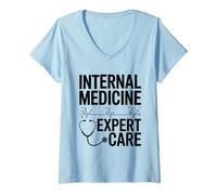 Femme Médecine interne Expert Care Interniste en médecine interne T-Shirt avec Col en V