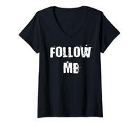 Femme Médias sociaux Fllow Me T-Shirt avec Col en V