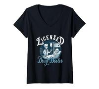 Femme Médicament autorisé infirmière médecin humour patient hôpital T-Shirt avec Col en V