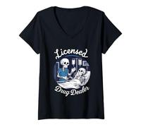 Femme Médicament autorisé infirmière médecin Humour Patient hôpital T-Shirt avec Col en V