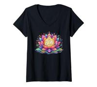 Femme Méditation Zen Lotus Mindful T-Shirt avec Col en V