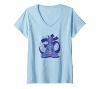 Femme Méditation Zen Yoga Mandala Paresseux Reiki Chaîne de Chakra T-Shirt avec Col en V