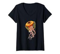 Femme Méduse Ernst Haeckel T-Shirt avec Col en V