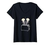 Femme Méduse sortant du Grille-Pain T-Shirt avec Col en V
