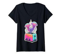 Femme Méduse sortant du Grille-Pain T-Shirt avec Col en V