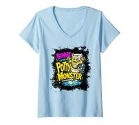 Femme Méfiez-Vous des Couches à Porter en Forme de Monstre T-Shirt avec Col en V