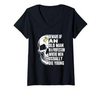 Femme Méfiez-vous d'un vieil homme dans une profession vêtements T-Shirt avec Col en V