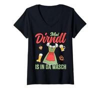 Femme Mei Dirndl est dans Da Wäsch, Bretzel Party, Funny Design T-Shirt avec Col en V