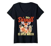 Femme Mei Dirndl is in Da Wäsch Bretzel Funny Design T-Shirt avec Col en V