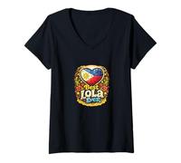 Femme Meilleur Art de Grand-mère Philippine de Lola Ever T-Shirt avec Col en V