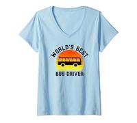 Femme Meilleur Chauffeur de Bus au Monde Future Travailleur de Transport Amant T-Shirt avec Col en V