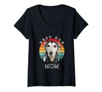 Femme Meilleur chien Mom Saluki T-Shirt avec Col en V