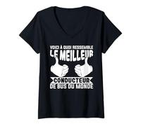 Femme Meilleur Conducteur de Bus du Monde Chauffeur Cadeau Autobus T-Shirt avec Col en V