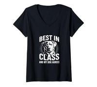 Femme Meilleur de sa catégorie et Mon Chien est d'accord T-Shirt avec Col en V