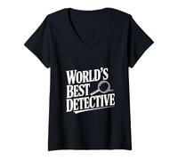 Femme Meilleur détective au Monde pour Les Amateurs de résolution de Crimes T-Shirt avec Col en V