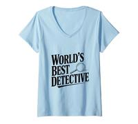 Femme Meilleur détective au Monde pour Les Amateurs de résolution de Crimes T-Shirt avec Col en V