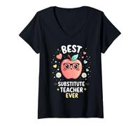 Femme Meilleur enseignant remplaçant de tous les temps T-Shirt avec Col en V