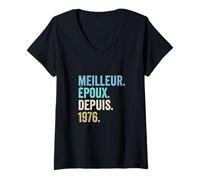 Femme Meilleur Époux Depuis 1976 | 50 Anniversaire Mariage 50 Ans T-Shirt avec Col en V