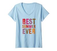 Femme Meilleur été de Tous Les Jours Dernier Jour de Vacances pour Enfants T-Shirt avec Col en V
