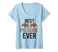 Femme Meilleur Guide de Chasse au Sanglier de Tous Les Temps T-Shirt avec Col en V