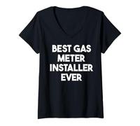 Femme Meilleur installateur de Compteur de gaz jamais T-Shirt avec Col en V