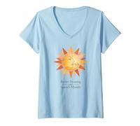Femme Meilleur Mois de l'audition et de la Parole SLP Aquarelle Soleil T-Shirt avec Col en V