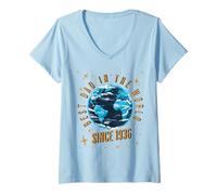 Femme Meilleur Papa du Monde - sans Blague - Papa Depuis 1936 T-Shirt avec Col en V