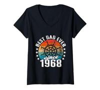 Femme Meilleur Papa du Monde - sans Blague - Papa Depuis 1968 T-Shirt avec Col en V