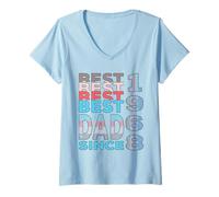 Femme Meilleur Papa du Monde - sans Blague - Papa Depuis 1968 T-Shirt avec Col en V