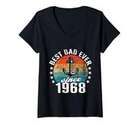 Femme Meilleur Papa du Monde - sans Blague - Papa Depuis 1968 T-Shirt avec Col en V
